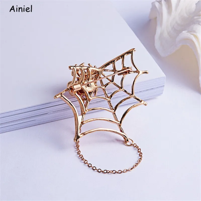 Животное горный хрусталь черный розовый магнит Паучья Паутинка Брошь для женщин