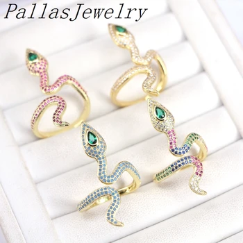 

5Pcs Fashion Snake Shape Ring For Women Colourful cubic zirconia Gold Color Punk Wind Snake-Shaped Ring Jewelry Gift