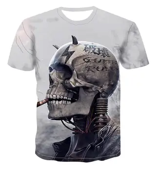 

2020 hot new 3D t-shirt design skull men's summer short sleeve fashion trend simple casual printed T-shirt s-6xl
