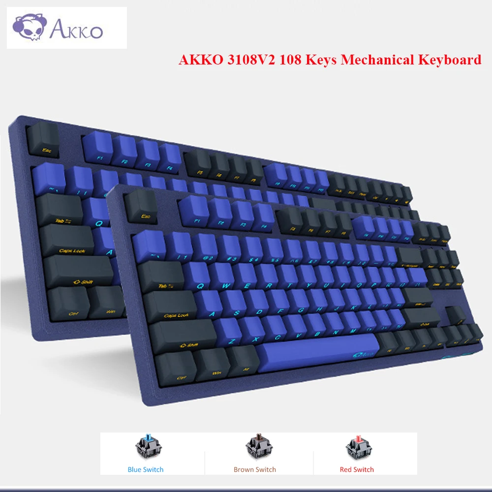 

AKKO 3108V2 Wired Gaming Mechanical Keyboard Side Lettering Cherry Switch 108 Keys USB Type-C 85% PBT Mechanical Keyboard