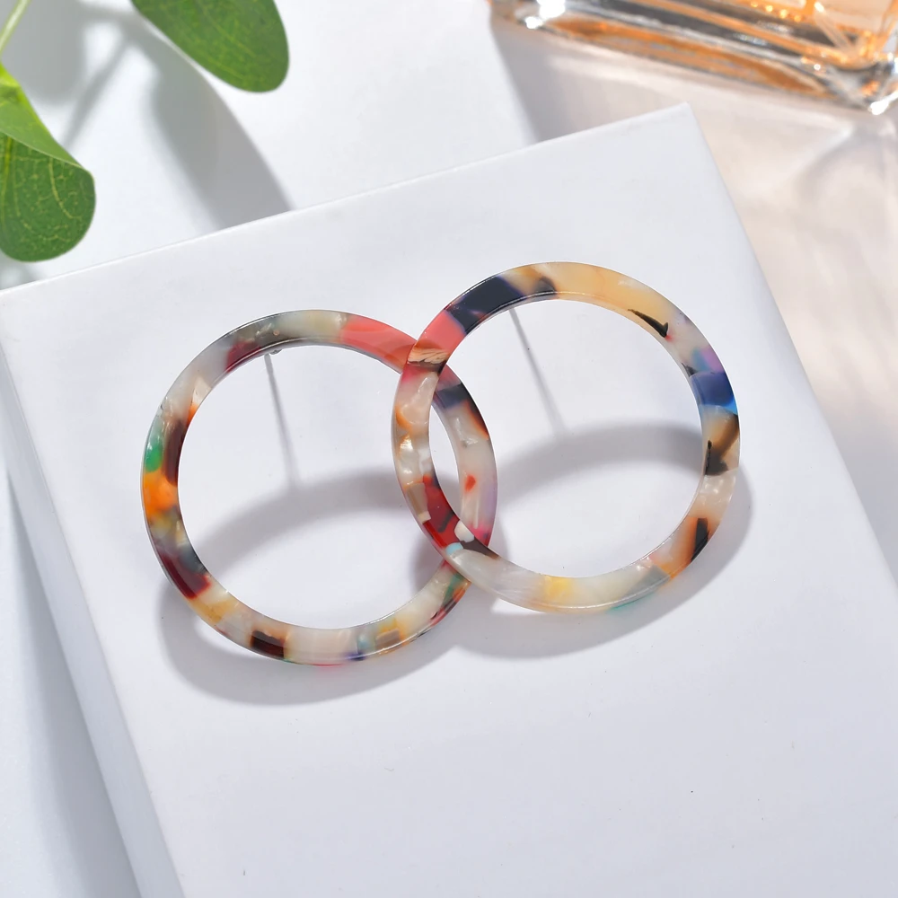 

2019 Acrylic Resin Long Big Circle Earrings For Women Bohemian Colored Leopard Drop Earrings Vintage Earrings Fashion Jewelry