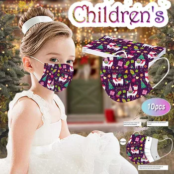

Santa Face Mask Christmas Children Shade Fabric Facial Mask Disposable Mascarilla Earloops 3-layer Face Cover Маскировать#YL5