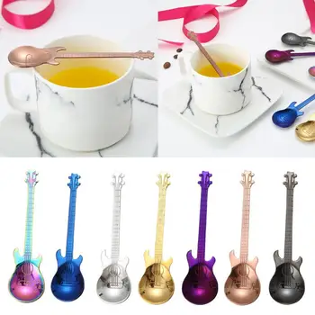 

1pc 304 Stainless Steel Coffee Scoop Create Guitar Spoon Rose Gold Black Cutlery Tea Spoon Coffee Accessories Teaspoo Coffeeware