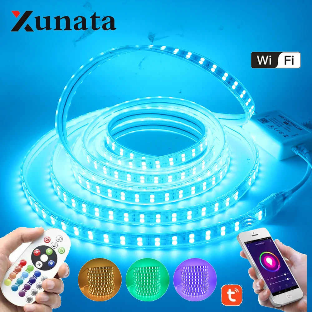 WIFI Control RGB LED Strip 220V 110V Waterproof IP67 Outdoor Lighting 120leds Flexible Tape Ribbon Set | Лампы и освещение