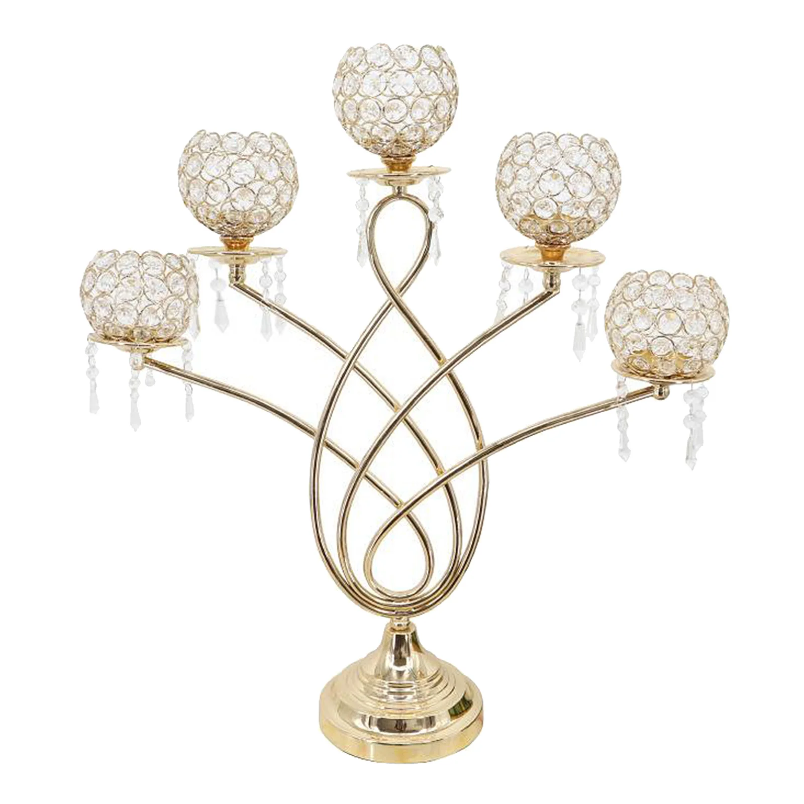 5 Arms Candelabras Crystal Candle Holders for Wedding Centerpieces, Fireplace, Home Table Decorative Candlestick Holders