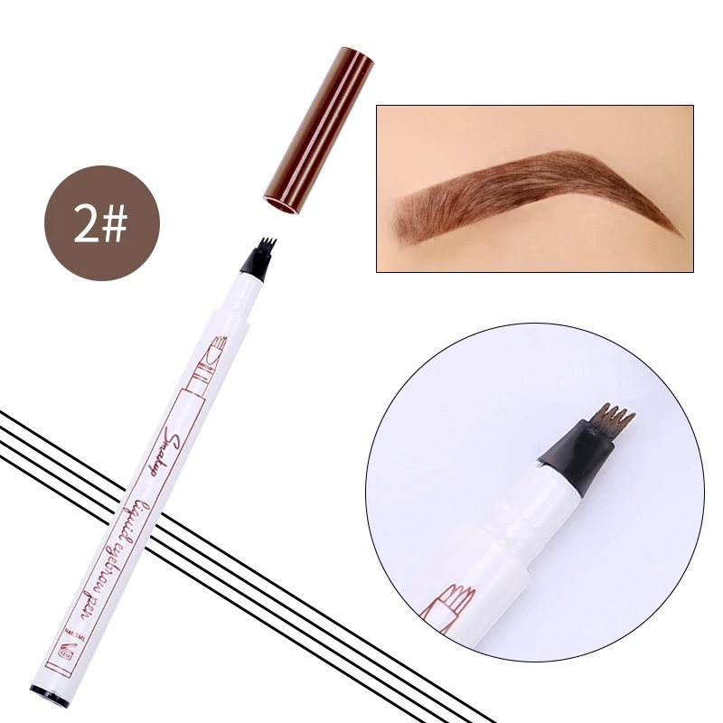 Four Claw Eyebrow Pencil Waterproof Anti-fouling Lasting Easy To Color Micro Fork Tip Eyebrow Pencil - Цвет: Light Brown