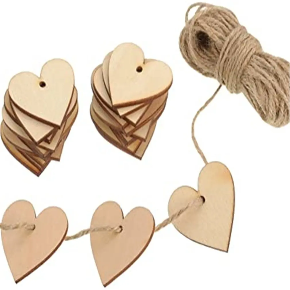 

1Pack Wood Slices Discs Wood Heart Love Blank Unfinished Natural Crafts Supplies Wedding Ornaments