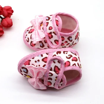 

Baby Shoes Girls Leopard Print Lace Bow Anti-Slip Shoes Casual Walking Shoe Toddler Soft Soled First Walkers 0-24M Newborn Gifts