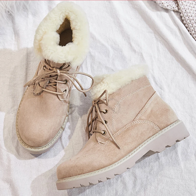 Cena SWYIVY Flock platformowe buty kobiece buty zimowe 2019 nowe ciepłe śnieg panie botki botki dla kobiet pluszowe kobiety zimowe buty