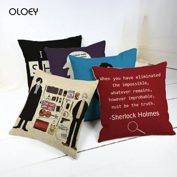 

Beautiful Sherlock Holmes Portrait Cotton Linen Square Striped Pillowcase Living Room Office Chair Decorative Pillowcase ..