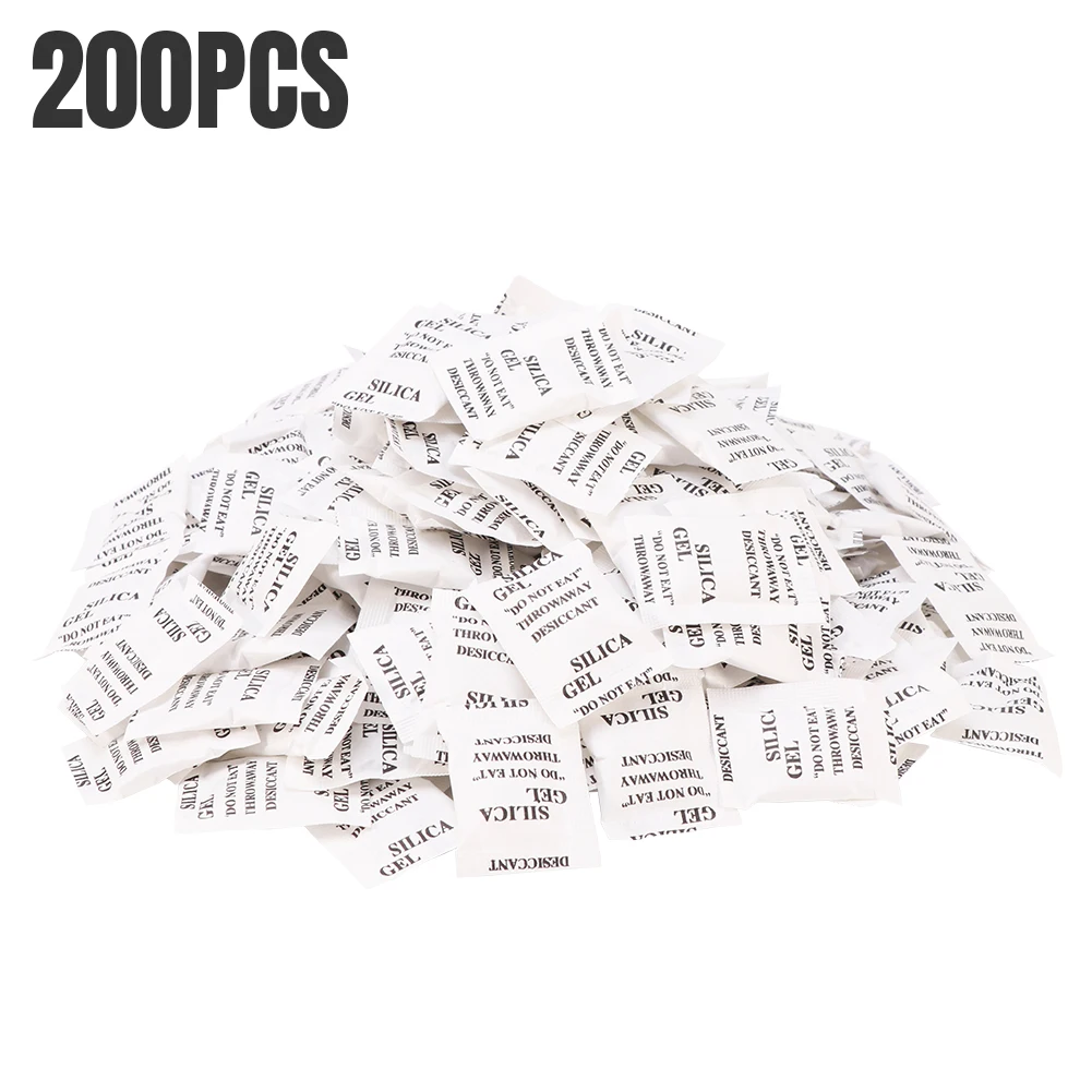 200pcs DIY Silica Gel Desiccant 1g Bags Moisture Absorber Bag Moisture Absorber Moisture Absorbing Bag Silica Gel Desiccant