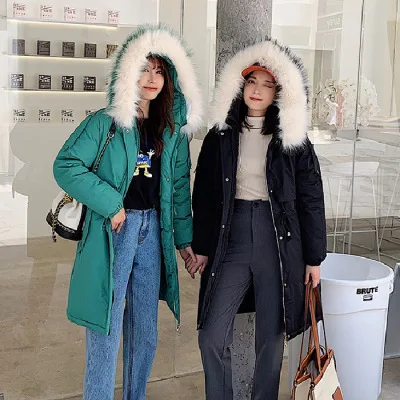 

2019 Autumn And Winter New Style South Korea Dongdaemun Best Friend down Jacket Women's Loose-Fit Waist Hugging Large Fur Collar