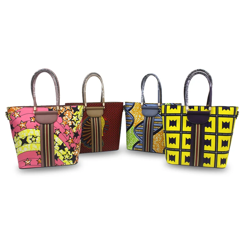 Новейшая модная красивая женская восковая ручная сумка, набор высокого качества, африканская восковая сумка Анкара, набор с 6 ярдами восковой печатной ткани H191121