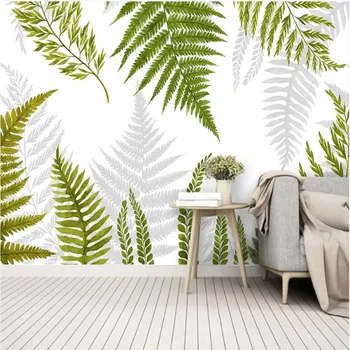 

milofi custom large wallpaper mural modern green plant leaf vein fern nature art deco painting background wall