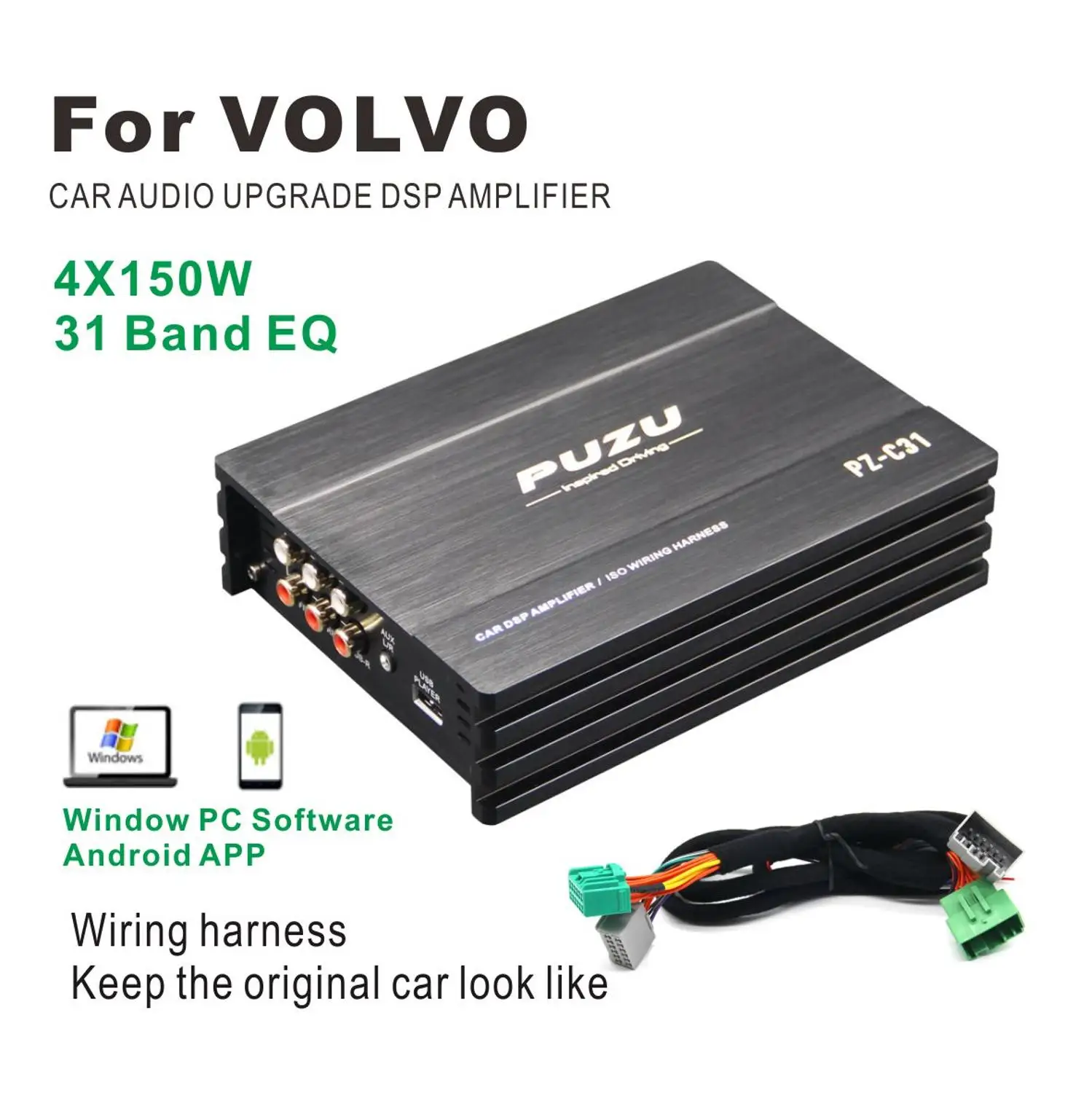US $185.02 New Tech 4ch To 6ch Car Audio Digital Signal Processor DSP Amplifier For Volvo With Harness Cable Factory Audio Upgrade System