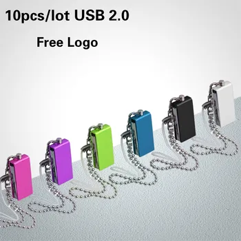 

Free Logo 10pcs/lot Mini Metal USB Flash Drive 2.0 32GB flash Memory Stick Pendrive with Key Chain Pen drive 4GB 8GB 16GB Gifts