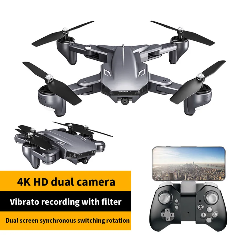 

RC Drone Helicopter With Camera WiFi FPV Drone Dual Camera 4K HD RC Quadcopter Optical Flow Positioning Foldable Quadrocopter