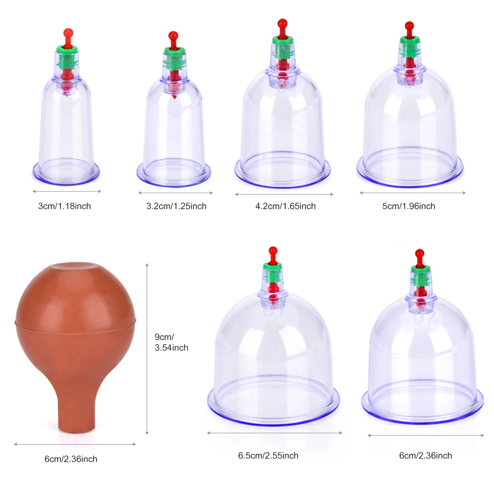 6 шт./лот, Набор банок для массажа всего тела, массажные банки, китайские медицинские вакуумные банки, терапевтическая чашка, профессиональная присоска для иглоукалывания