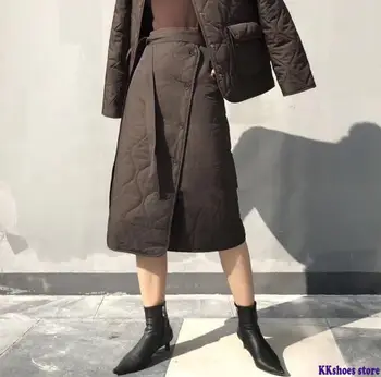 

Winter Skirts Woment High Waist Asymmetrical Button Long Skirts Korean Fashion Ladies Faldas