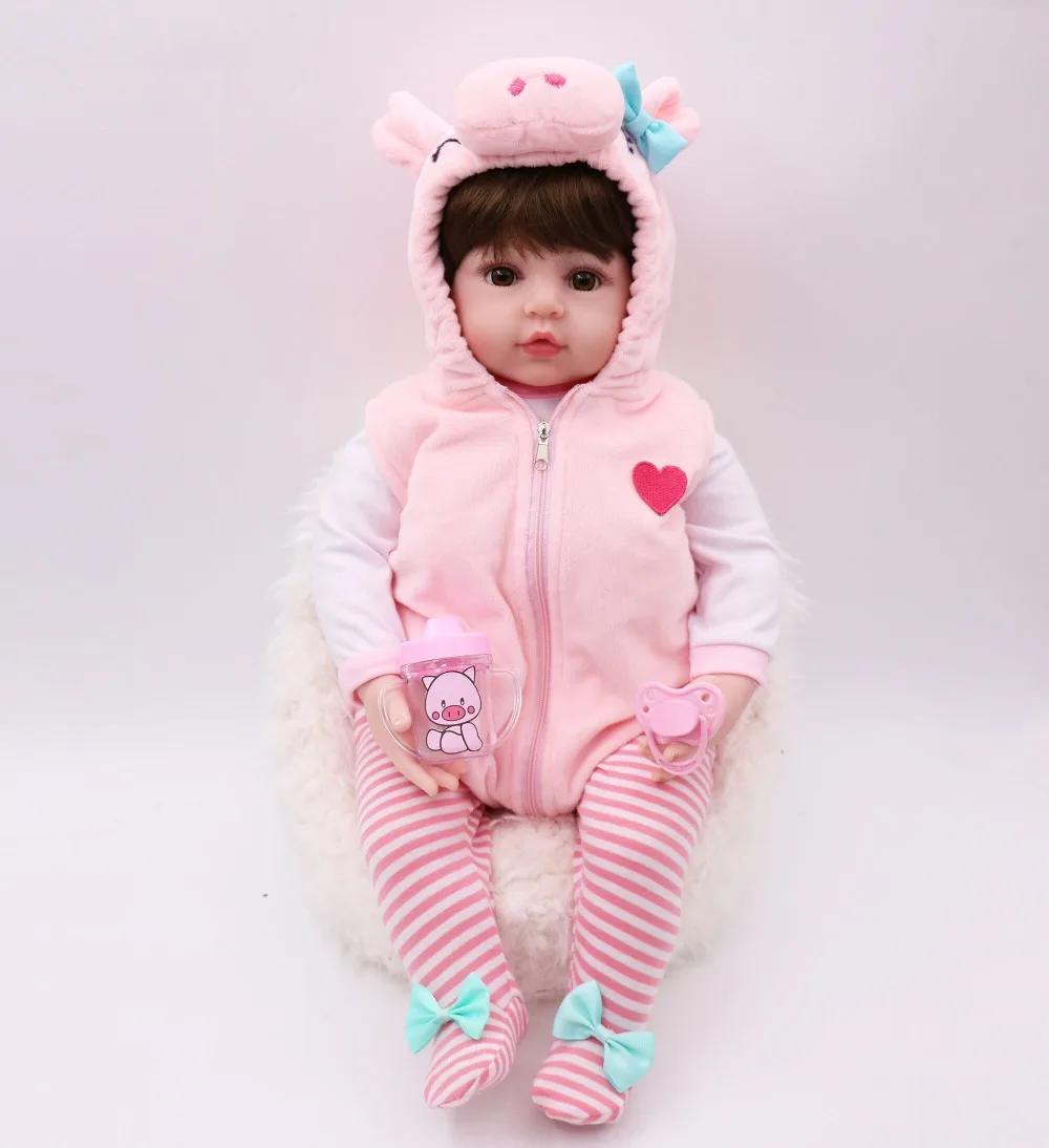 NPK 47 см Реалистичная кукла-реборн для малышей, кукла-реборн для маленькой девочки, Мягкая силиконовая виниловая набивная кукла, подарок на Рождество