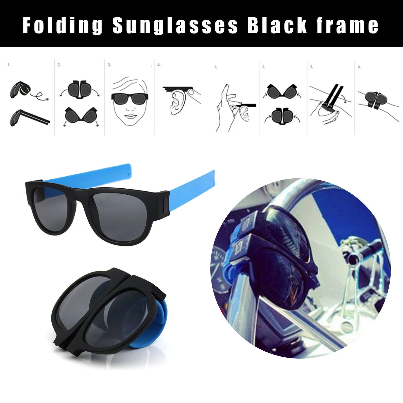 Car Sunglasses Slap Folding Wristband Outdoor Driving Designer Foldablen Roll Vintage Square Trend Slappable Bracelet Men Women