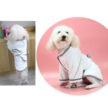 

Pet Pajama Robe With Hood Soft Cotton Hooded Bathrobe Quick Drying Absorbent Soft Pet Bath Towel For Dogs