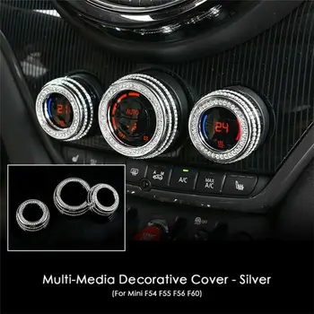 

Interior AC Button trim For MINI Cooper F54 F56 F55 F60 Silver 3pcs Cover Decal