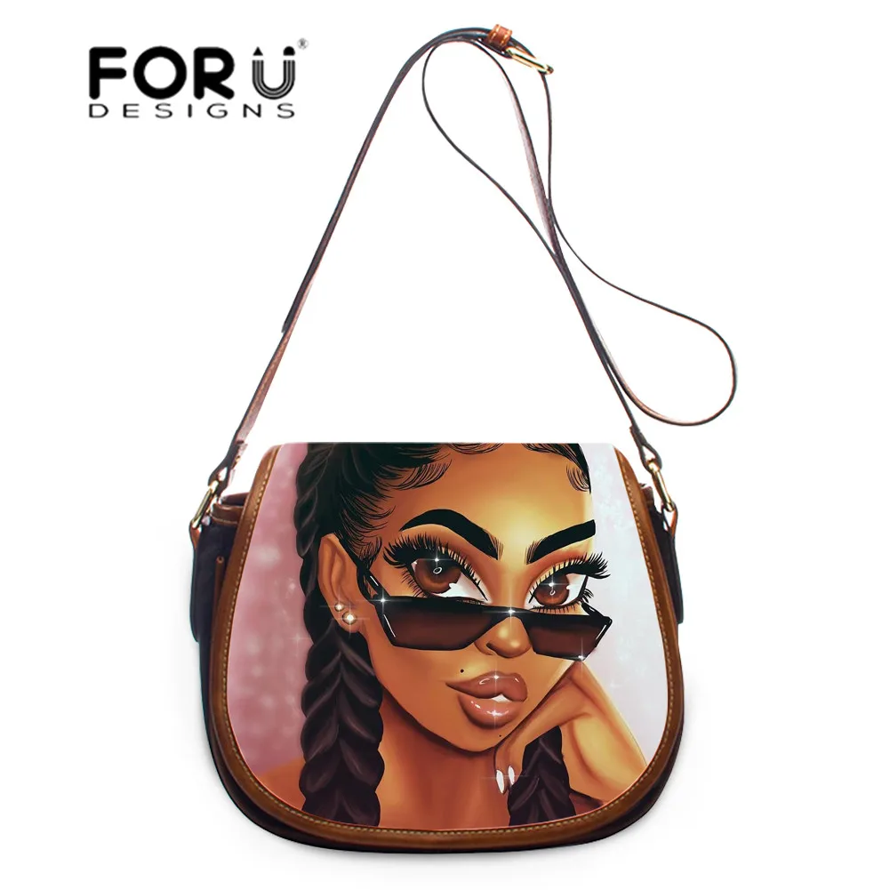 

FORUDESIGNS Shoulder Bags for Women Black Girls Magic African Girls Top-Handle Bag Ladies Luxury Handbags Females Messenger Bag