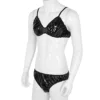 12 Colors Mens Sissy Lingerie Set Shiny Metallic Panties PVC Ruffled Spaghetti Strap Bra Top with Briefs Bikini Underwear 3