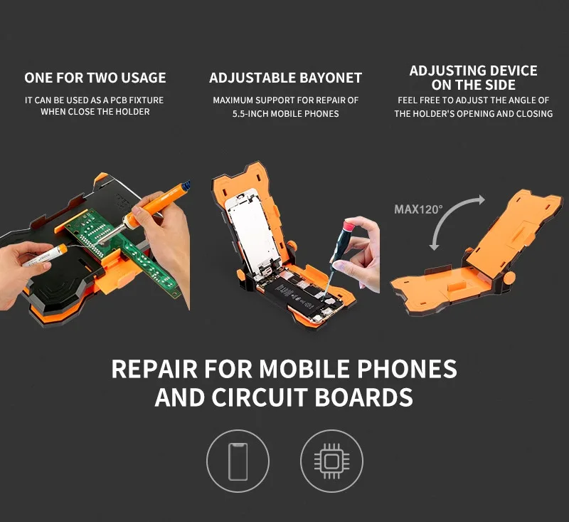 JAKEMY JM-Z13 4 IN 1 Easy and simple to handle smart mobile phone repair stand holder DIY repair tools for phone pad