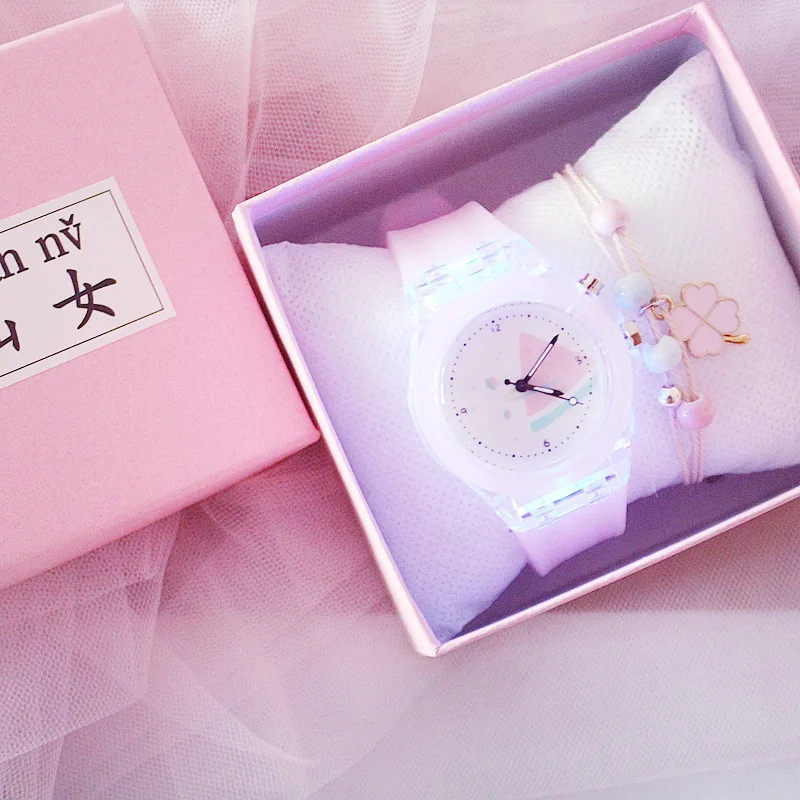 

Children Silicone Strap Watches Electronic Colorful Light Source Child Watch Girls Birthday Party Gift Clock Student Watch