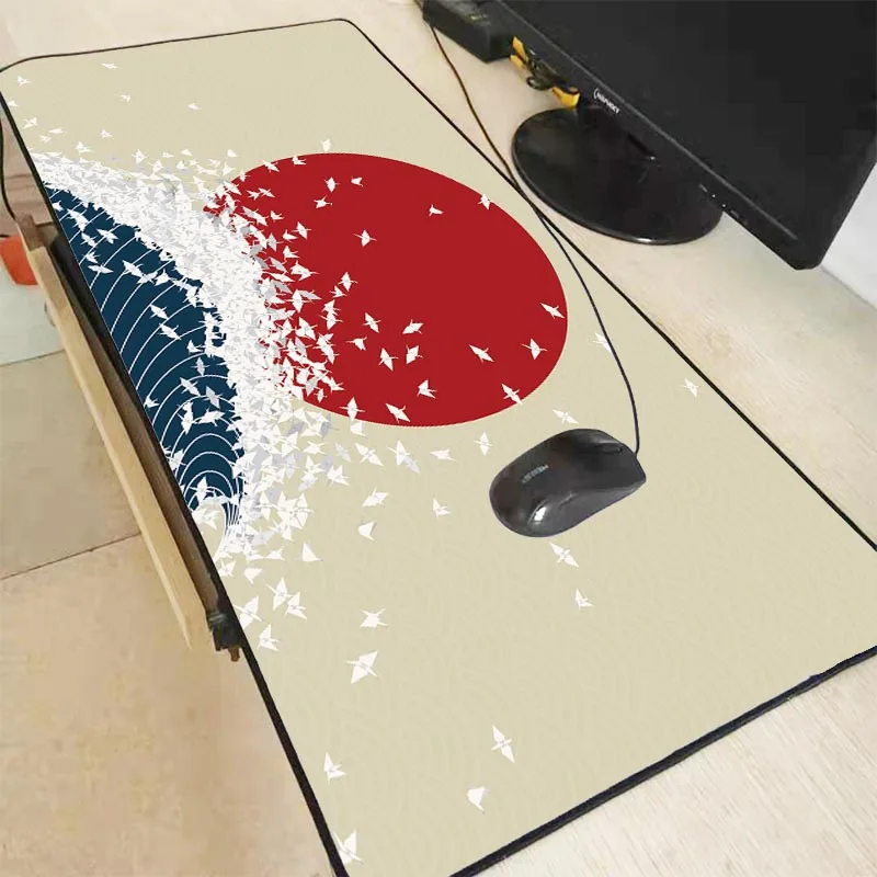 

XGZ Japan Great Waves Art Extra Large Mouse Pad Table Mat Rubber Desktop Gaming Mousepad Lock Edge Mouse Mat Keyboard Desk Mat