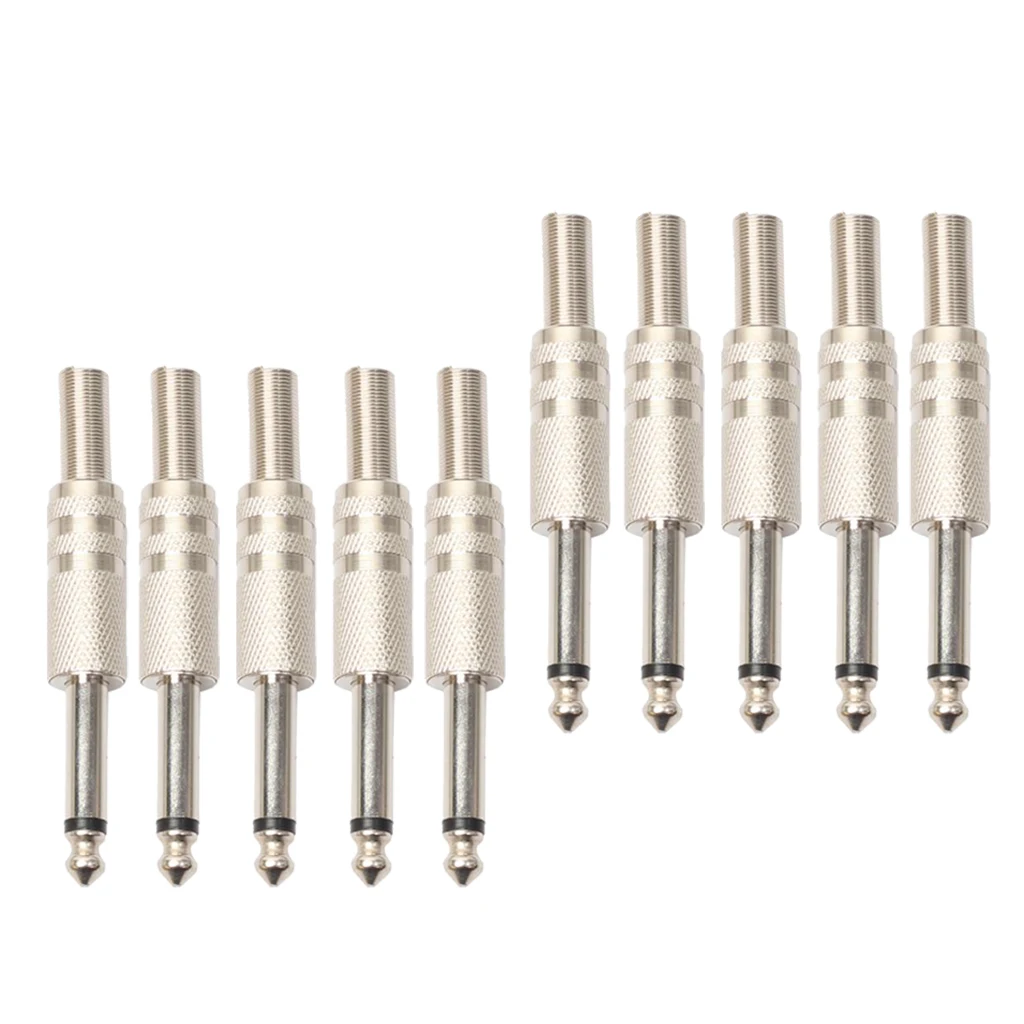 10 Pcs Of Set 1/4&quot Mono Audio Jack 6.35mm Male Connector For Microphone | Спорт и развлечения