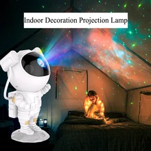 Lampe de Projection colorée ciel étoilé, modèle mignon d'astronaute, décoration d'intérieur pour chambre à coucher, ambiance romantique, veilleuse