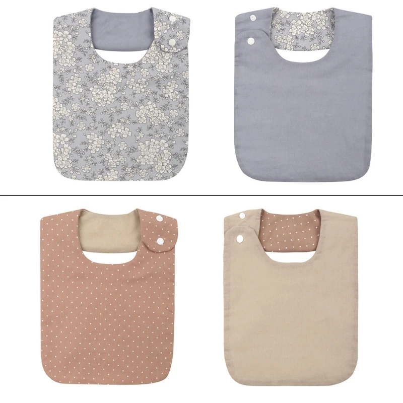 Bavoir double face à fleurs vintage pour nouveau-né,serviette de table en coton et lin imperméable pour enfant garçon et fille, tablier pour le repas du bébé, idée cadeau de baby shower,