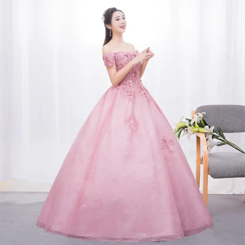 Розовые цветы Бальные платья бальное платье Тюль Длина до пола Vestidos De 15 Anos длинное винтажное платье на выпускной для принцессы