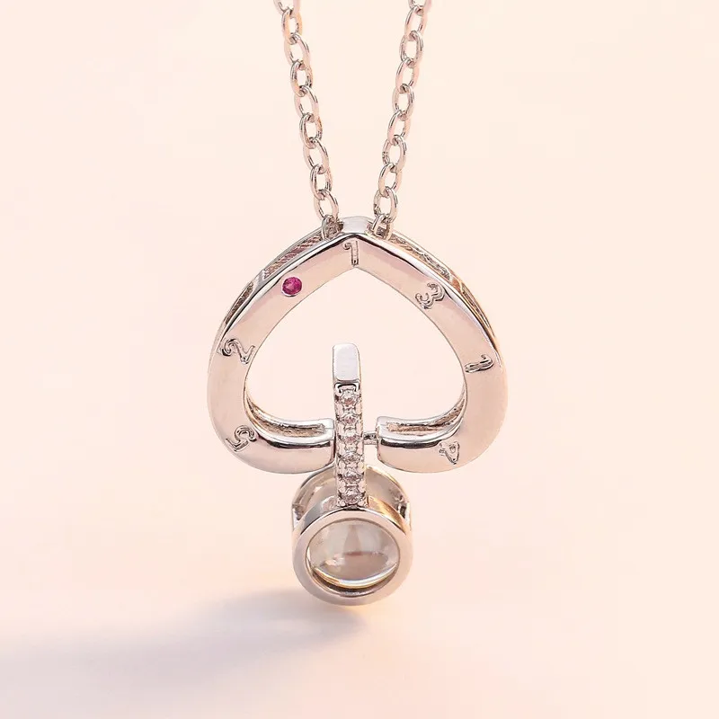 

Size 7/8/9 I Love You 100 Languages Projection Pendant Necklace Gift Beauty Delicate Cute Romantic Love Memory Rose Gold Silver
