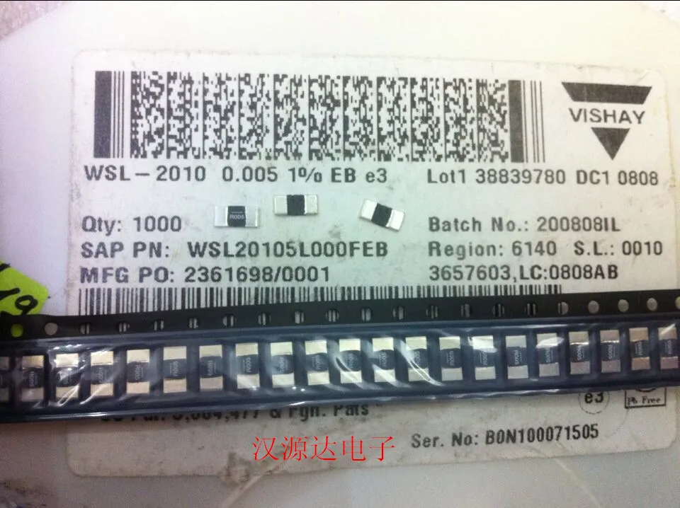 20 шт./лот WSL20105L000FEB R005 2010 0.005R 1% 0 5 W SMD резистор из сплава 100% новый и оригинальный |