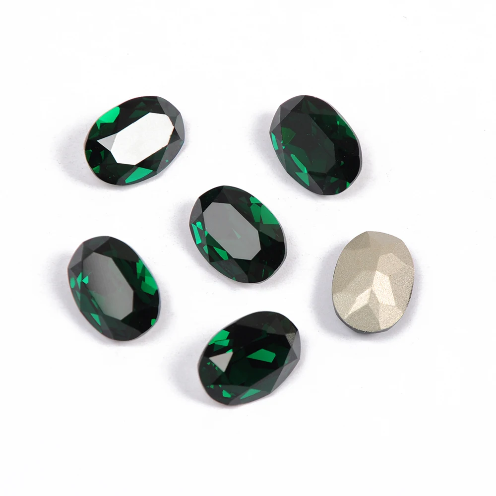YANRUO 4120 Oval Emerald Green Sewing Rhinestones On Clothes With Claws Stones Crystals Strass Rhinestones For Fabric