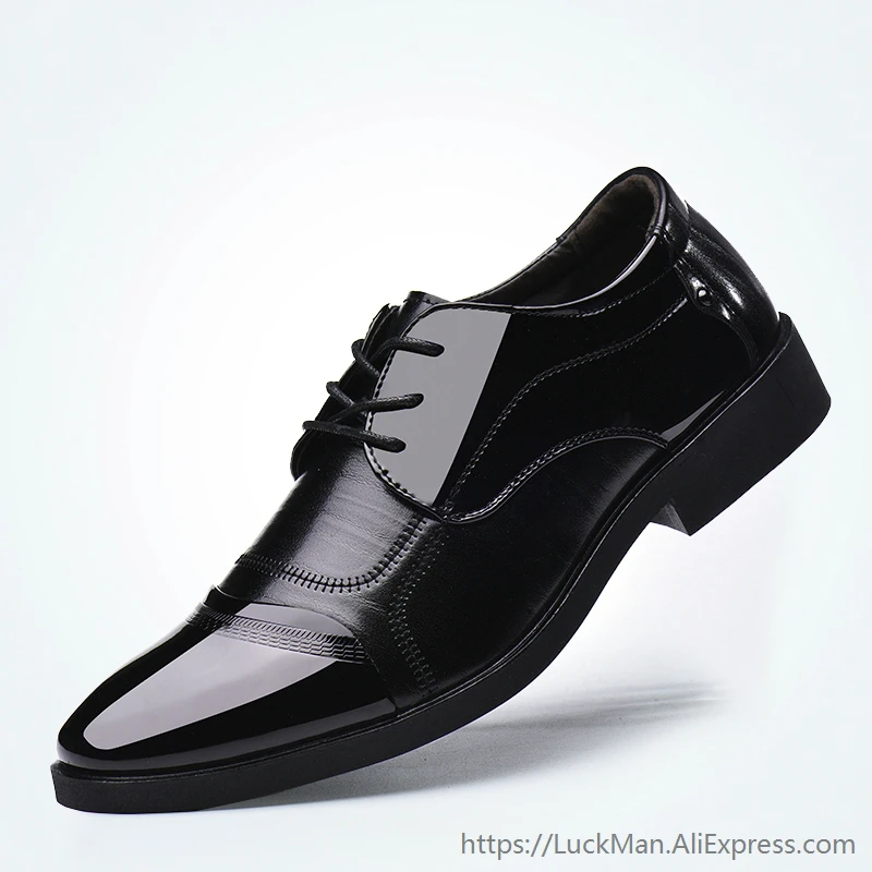 Zapatos de vestir con tacón oculto para hombre, calzado Formal de boda con a la moda, color negro marrón|Zapatos formales| - AliExpress