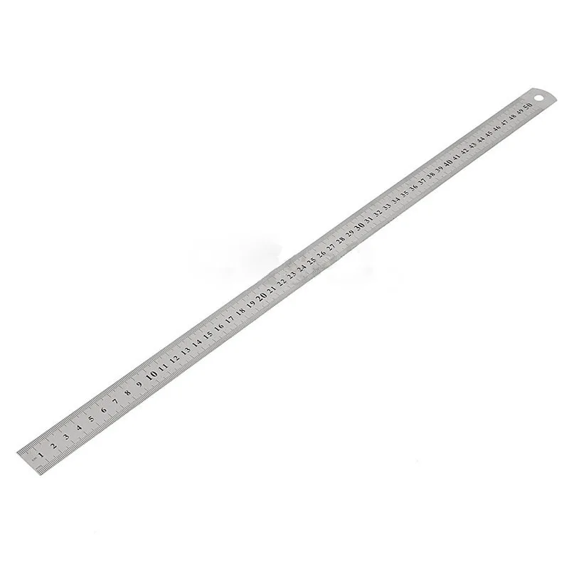 

50cm Stainless Steel Metric Imperial Ruler Double Sided Straight Ruler Durable Student Used Light Weight Portable Measure Tool