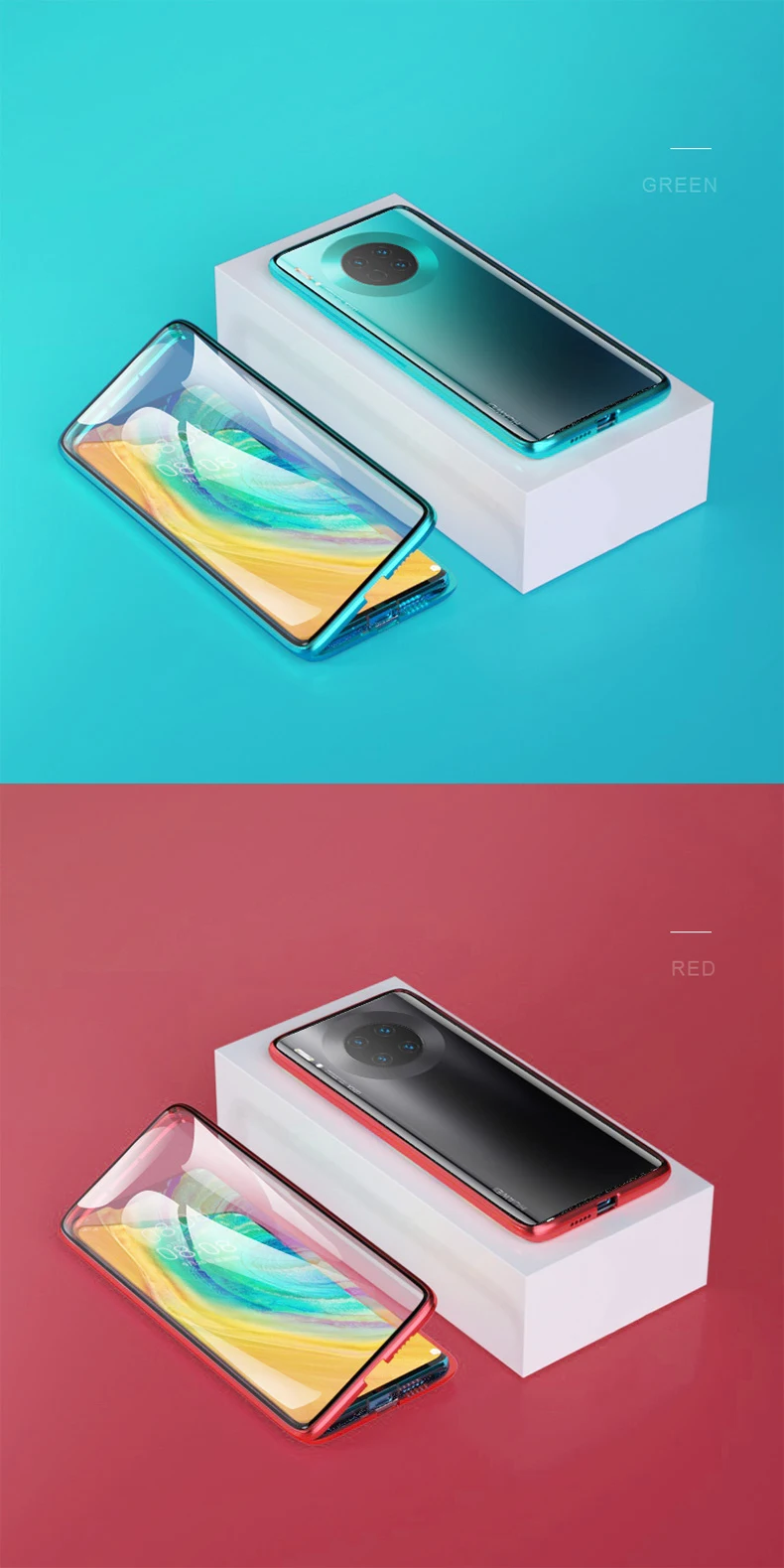 360 полный защитный Магнитный чехол для huawei mate 30 Pro ударопрочный чехол металлический бампер передний+ задний стеклянный чехол для huawei mate 30