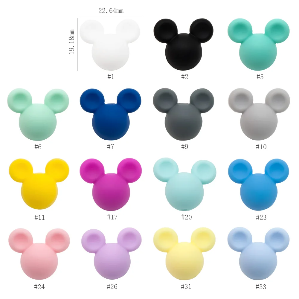 Silicone Teething Beads 10pc Baby Teether BPA Free English Letter Tortoise Mouse Panda DIY Pacifier Chain