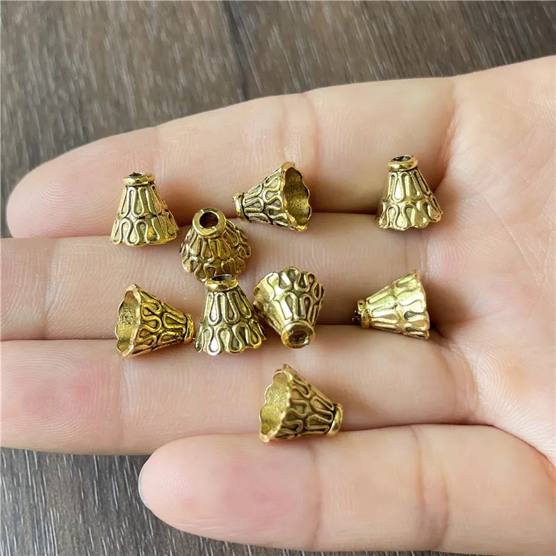 Gold, Silver and Bronze Filigree Flower Bead Caps With Hole Brass Metal Bead  Caps for Jewelry Making Supplies 10pcs 