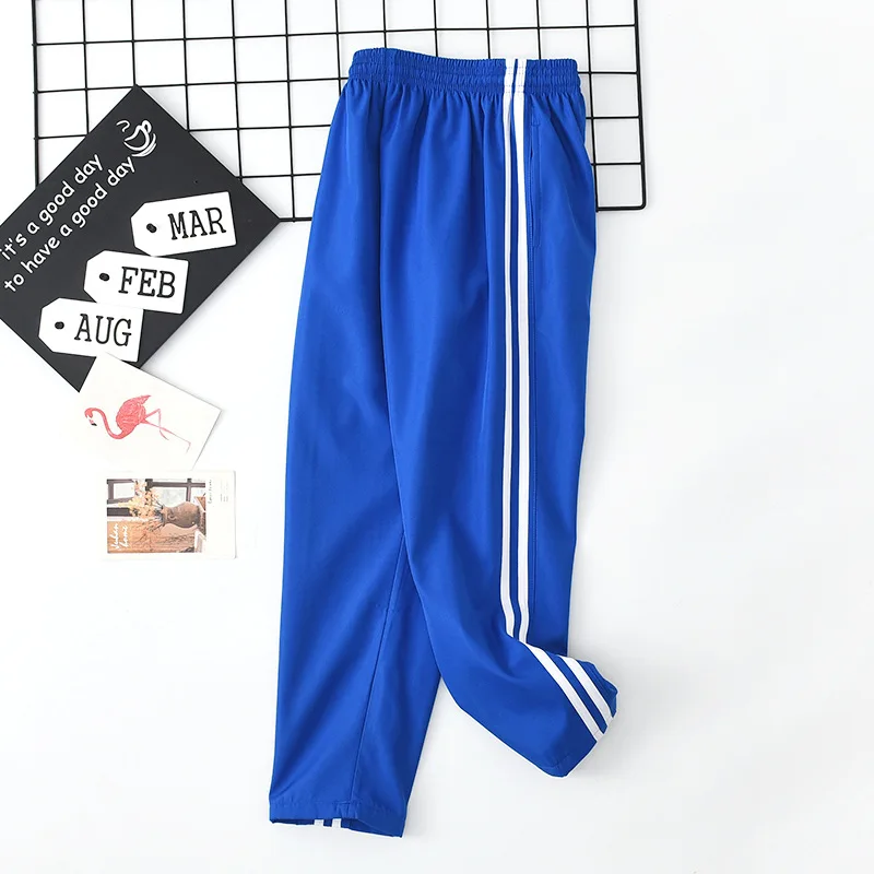 

Spring And Autumn Red And Blue Green Two White Bar Men And Women Primary School Junior High School Students Gymnastic Pants Scho