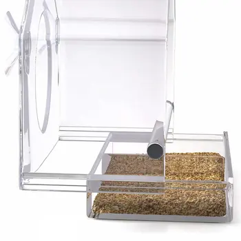 

Creative Window Bird Feeders Clear Glass Window Viewing Bird Feed Hotel Table Peanut Hanging Suction For Pet Birds Outdoor