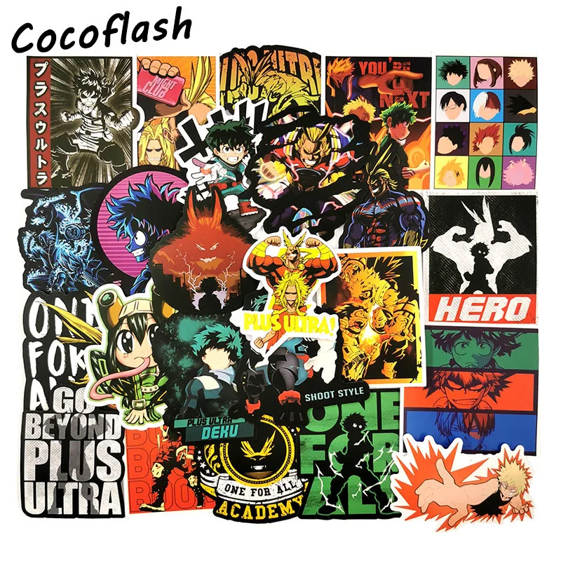 100Pcs/pack My Hero Academia Anime Sticker Skateboard Waterproof Trolley Case Laptop Skateboard Stickers Toys Gifts For Kids