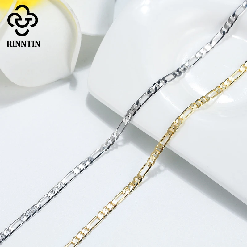 Rinntin 925 Sterling Silver Cuban Chain Anklets for Women Fashion Adjustable 14K Gold Foot Bracelet Ankle Straps Jewelry SA11 anklet bracelets silver anklets ankle chain