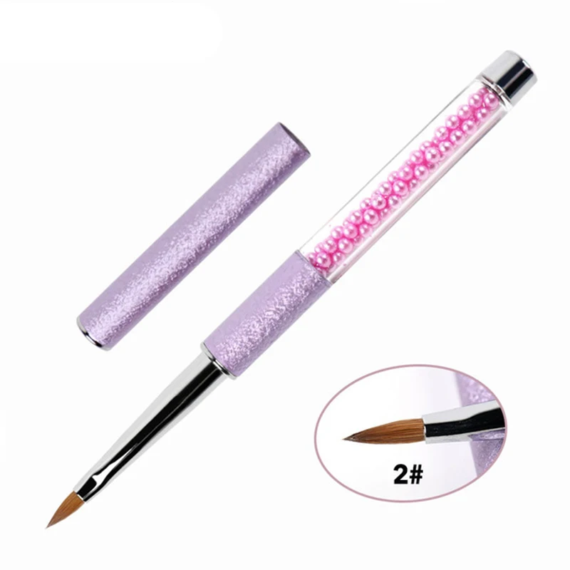 Escova da Arte do Prego Lidar com Manicure Bqan Tamanho 4 6 8 Prego Acrílico 100% Kolinsky Sable Cabelo Roxo Pérolas Arte Ferramentas 10 Pçs 2 6 Escovas de unhas