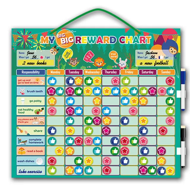 Magnetic Rewards Chart Weekly Planner Behavior Responsibility Chore Wall Hanging Home 2
